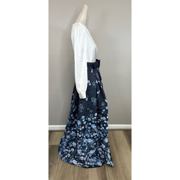 Sachin & Babi Zoe Floral Two-Tone Gown in Ivory Sapphire Floral Size US 4 $895 - Picture 6 of 7